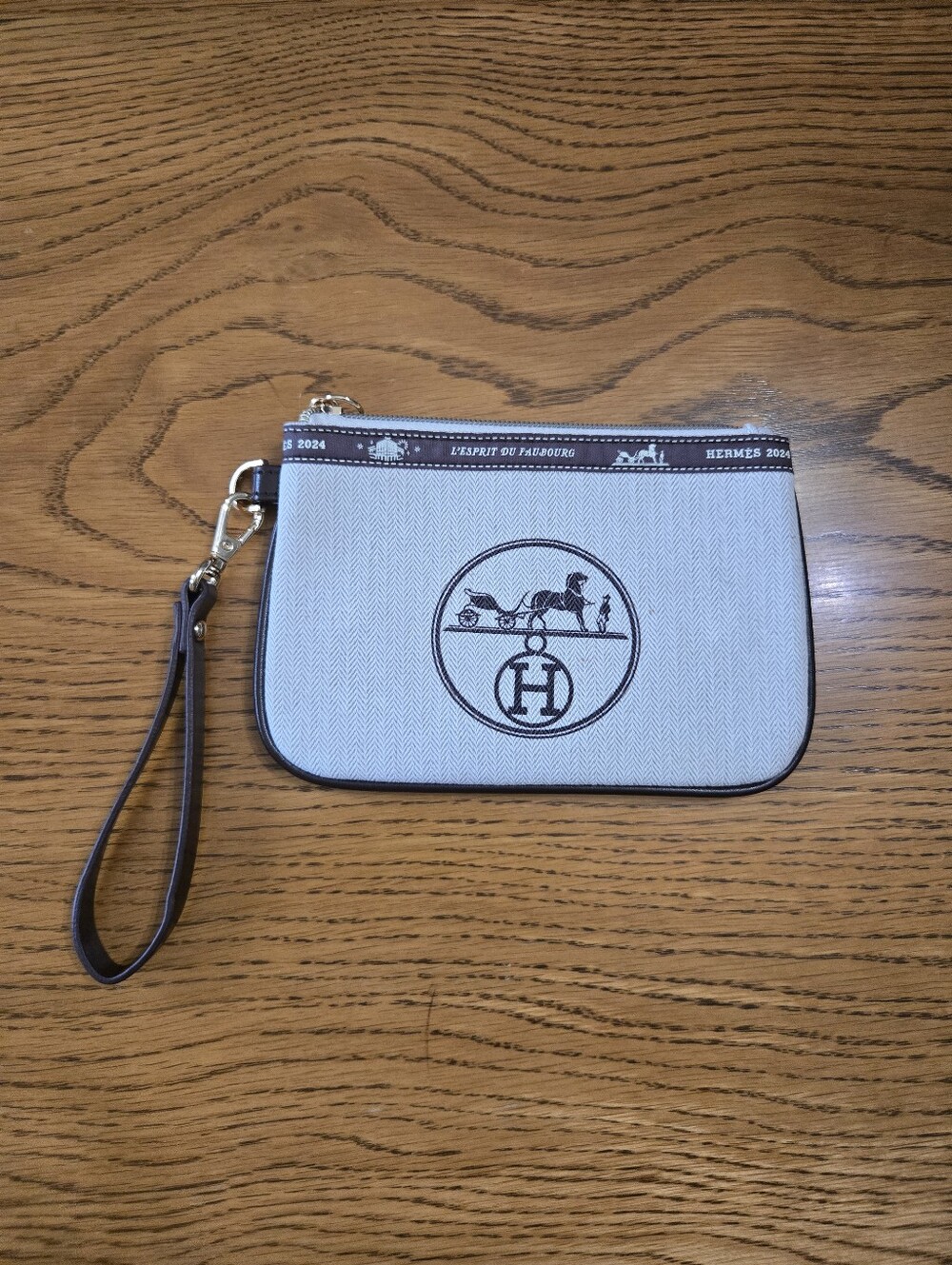 Ivory Canvas Wristlet Pouch